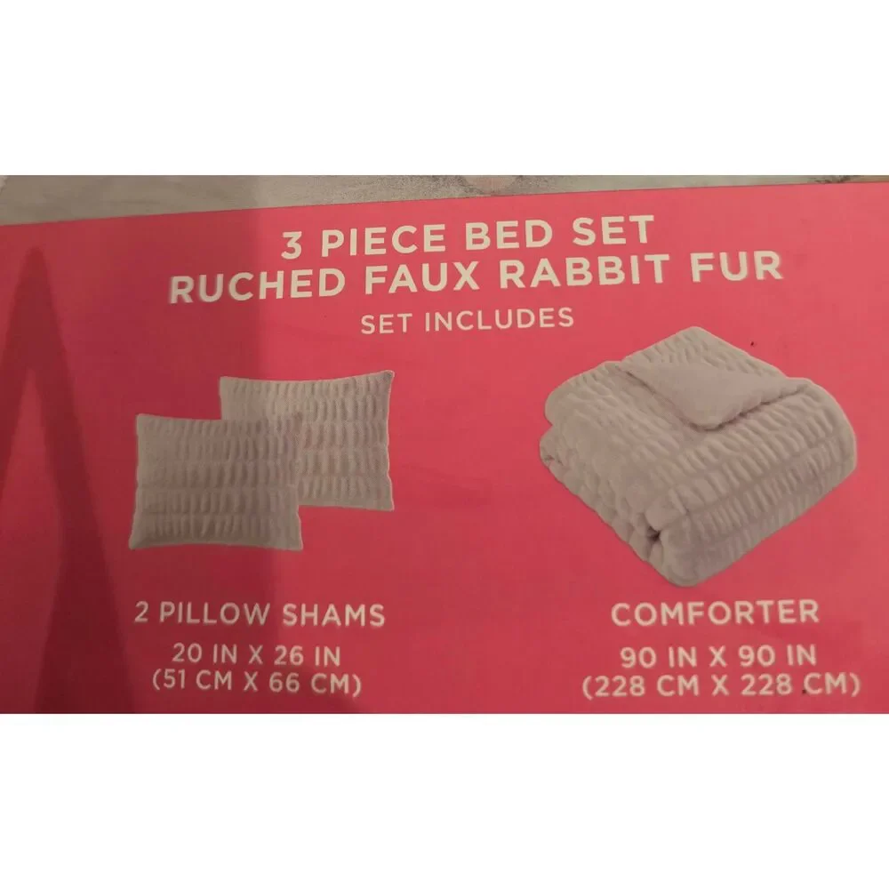 Juicy Couture‎ Ruched Faux Rabbit Fur 3-PC Full/Queen Comforter Set